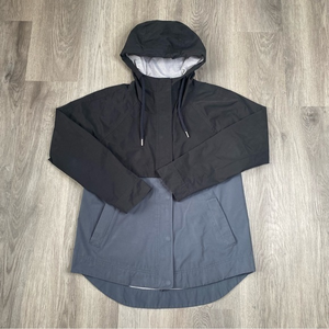 Athleta Womens Windbreaker XS Black Zipper anorak Hooded Rain Jacket‎ vented